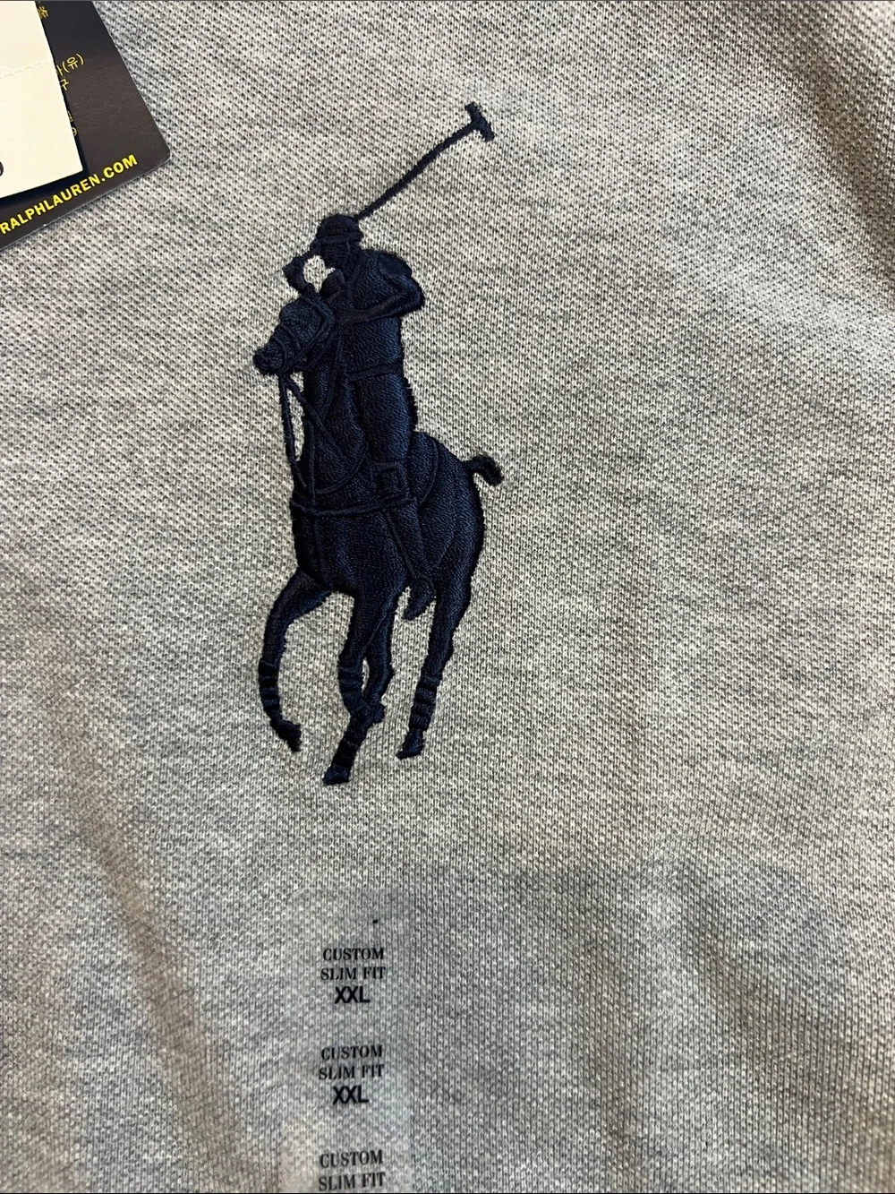 Polo by Ralph Lauren Light Gray Crest & Pony Embroidered Polo XXL Custom Fit